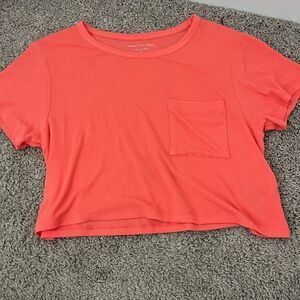 Neon Coral Ribbed crop top